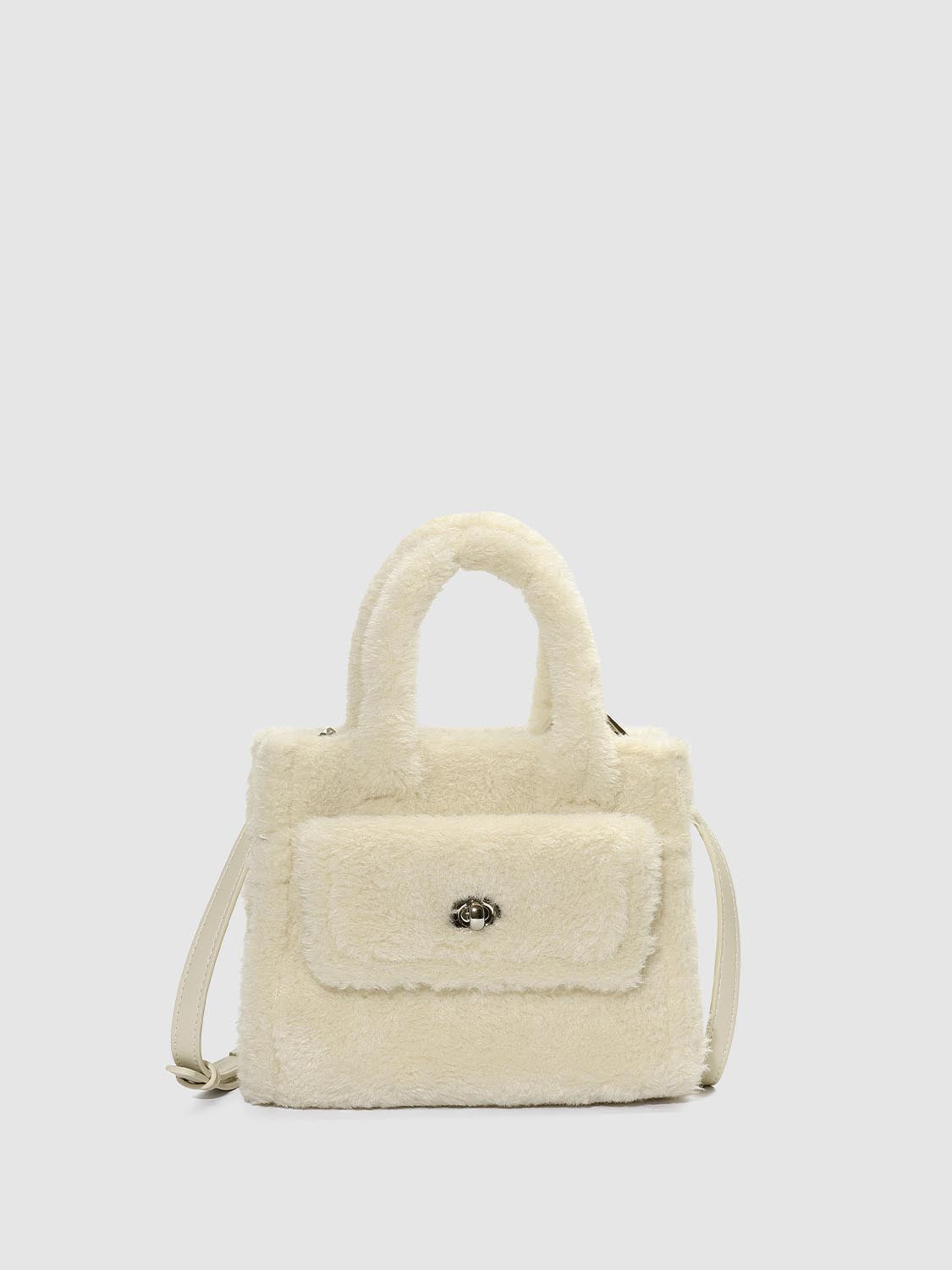 Faux Fur Handle Shoulder Bags