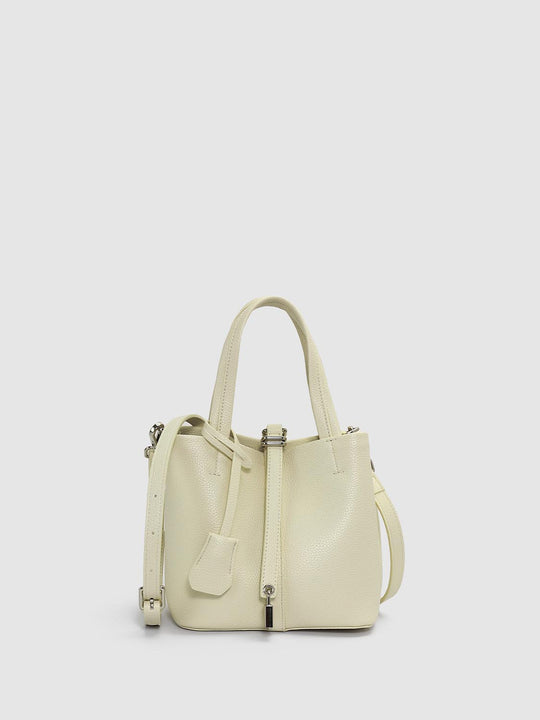 Mini Drawstring Buckle Faux Leather Dual Handle Shoulder Bag
