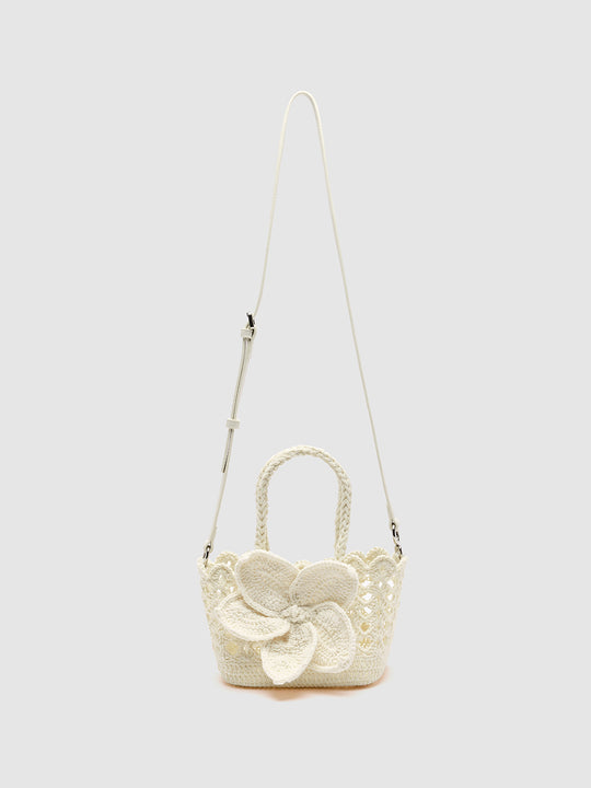 Cotton Crochet Flower Embroidered Tote Bag