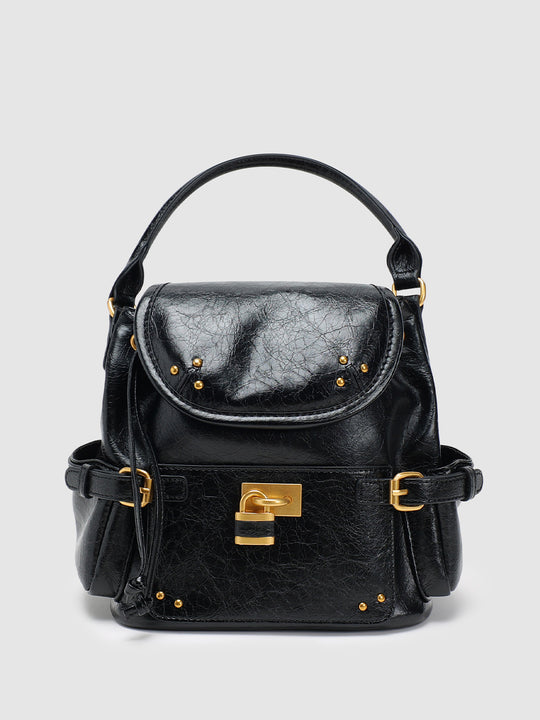 Artificial Leather Gold Turnlock Shoulder Bags
