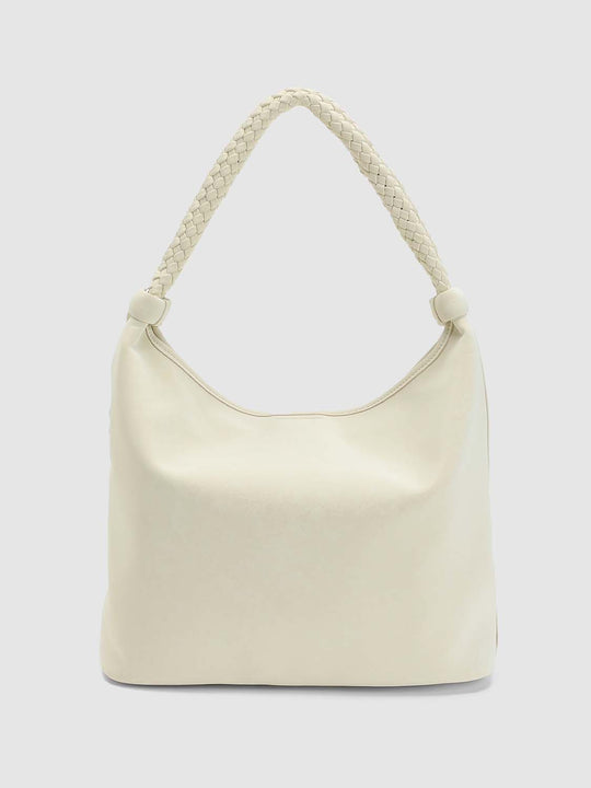 Faux Leather Braided Handle Shoulder Bag