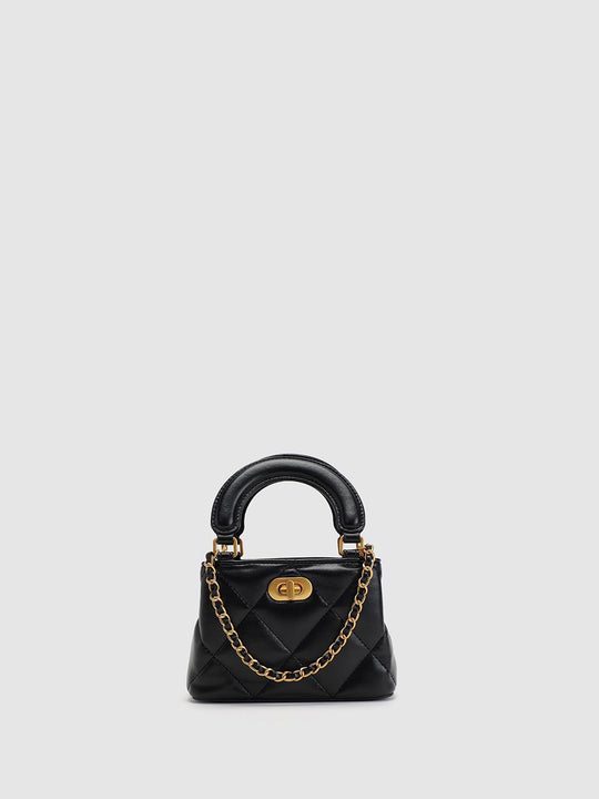 Quilted Artificial Leather Top Handle Crossbody Bag