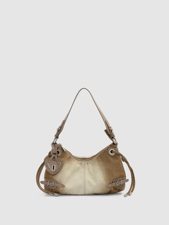 Distressed Canvas Hobo Bag With Buckle