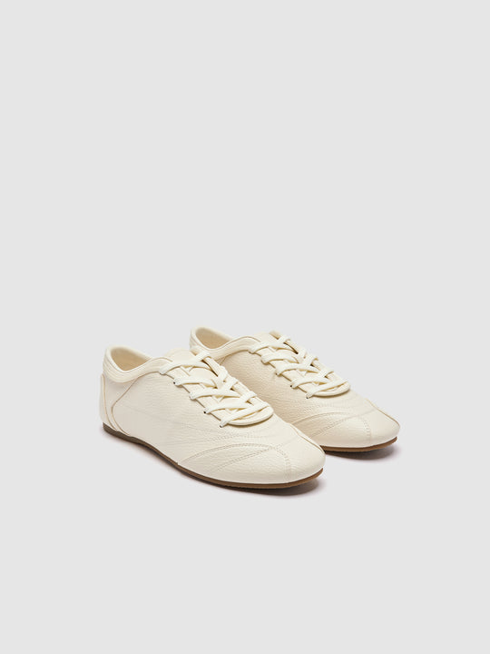 Faux Leather Lace-Up Flat Pumps