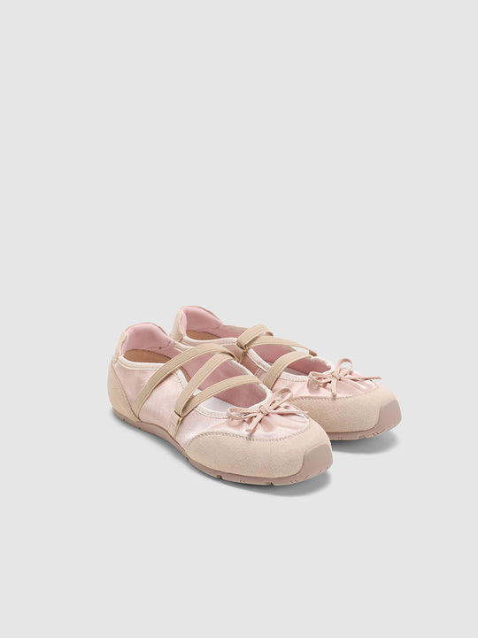Pastel Strappy Bow Flat Textured Sole Flats