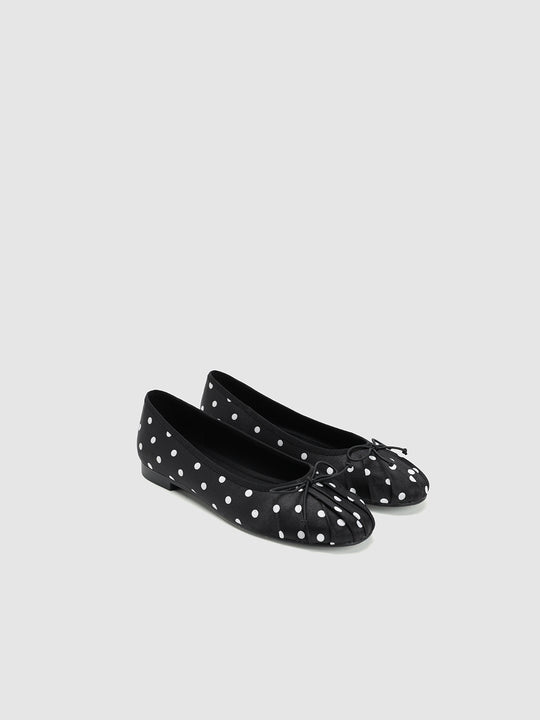 Polka Dot Bow Front Hand Stitched Ballet Flats
