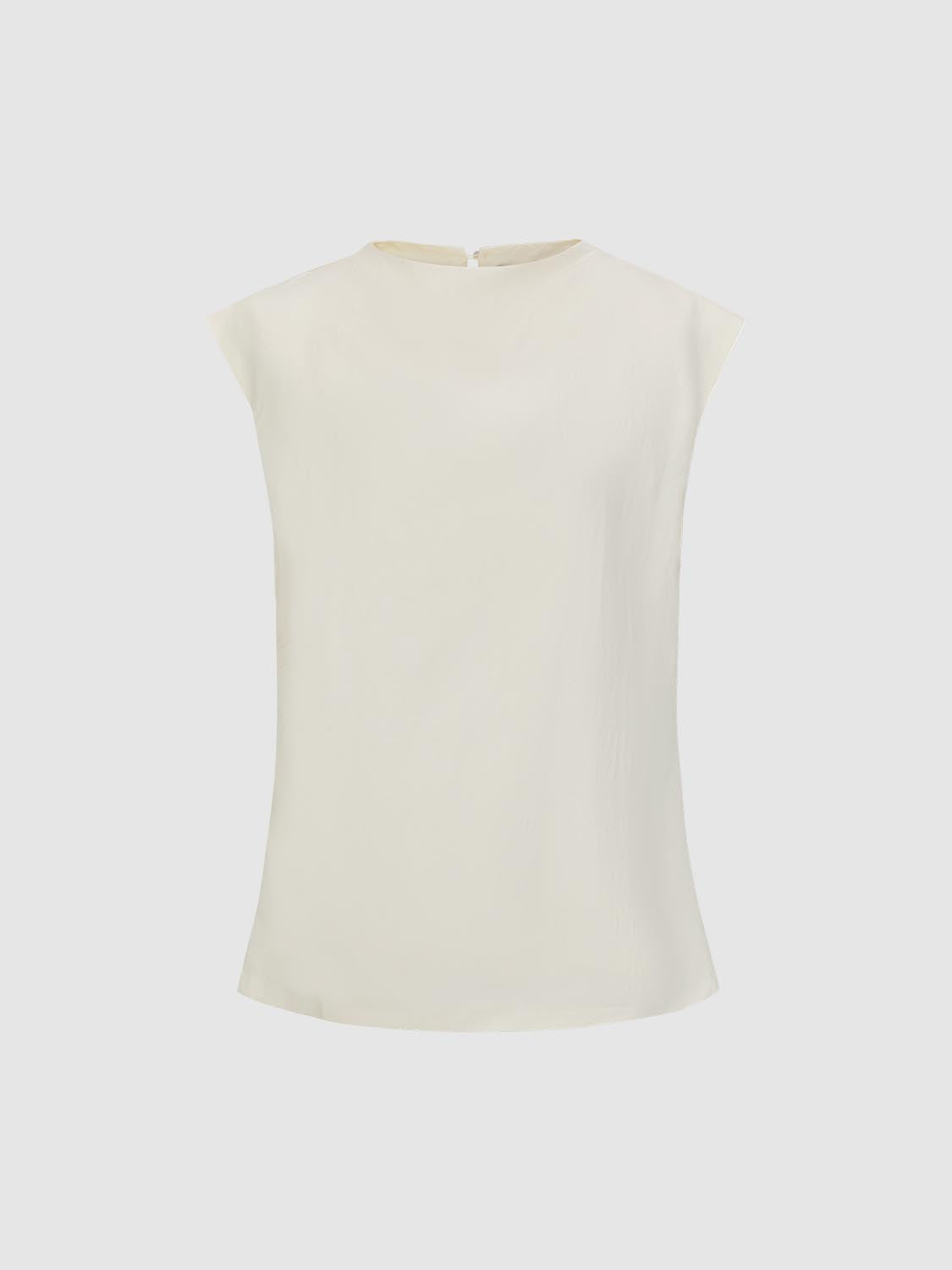 High Neck Sleeveless Basic Shirt