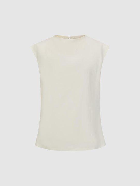 High Neck Sleeveless Basic Shirt