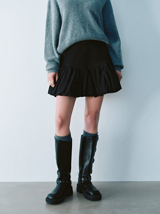 Bubble Hem Mini A-Line Skirt