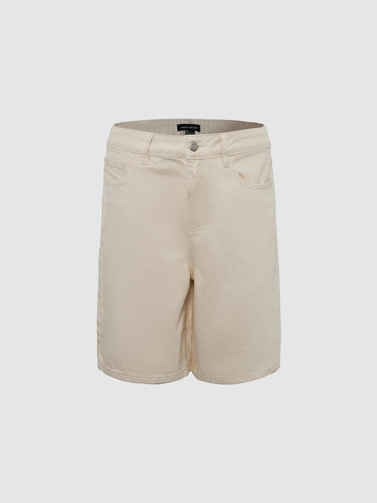 Five Pocket Seam Detail Cotton Denim Shorts