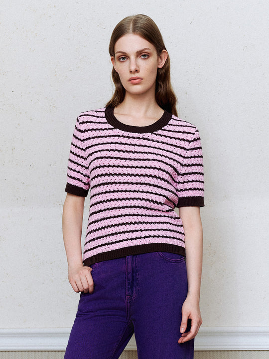 Standard Sleeve Crew Neck Knitted T-Shirts