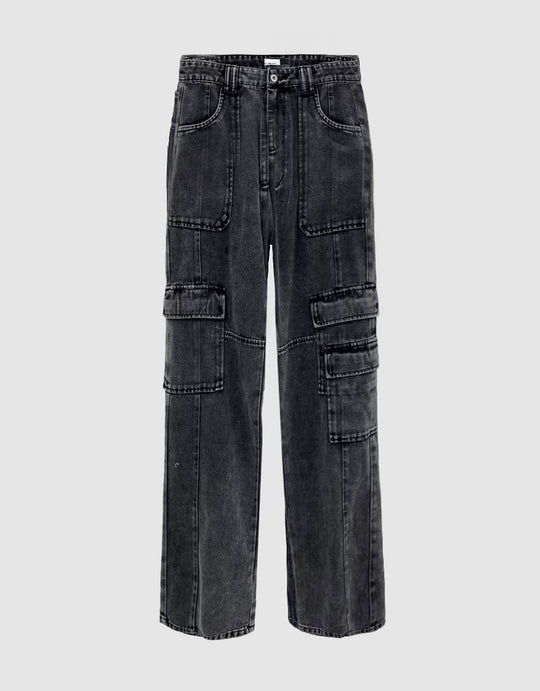 Multi-Pocket Straight Jeans