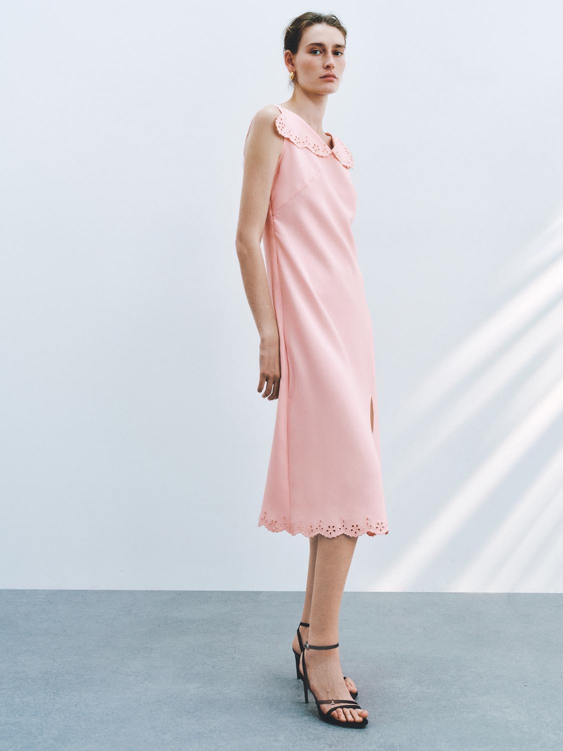 Frill Lapel A-Line Maxi Dresses