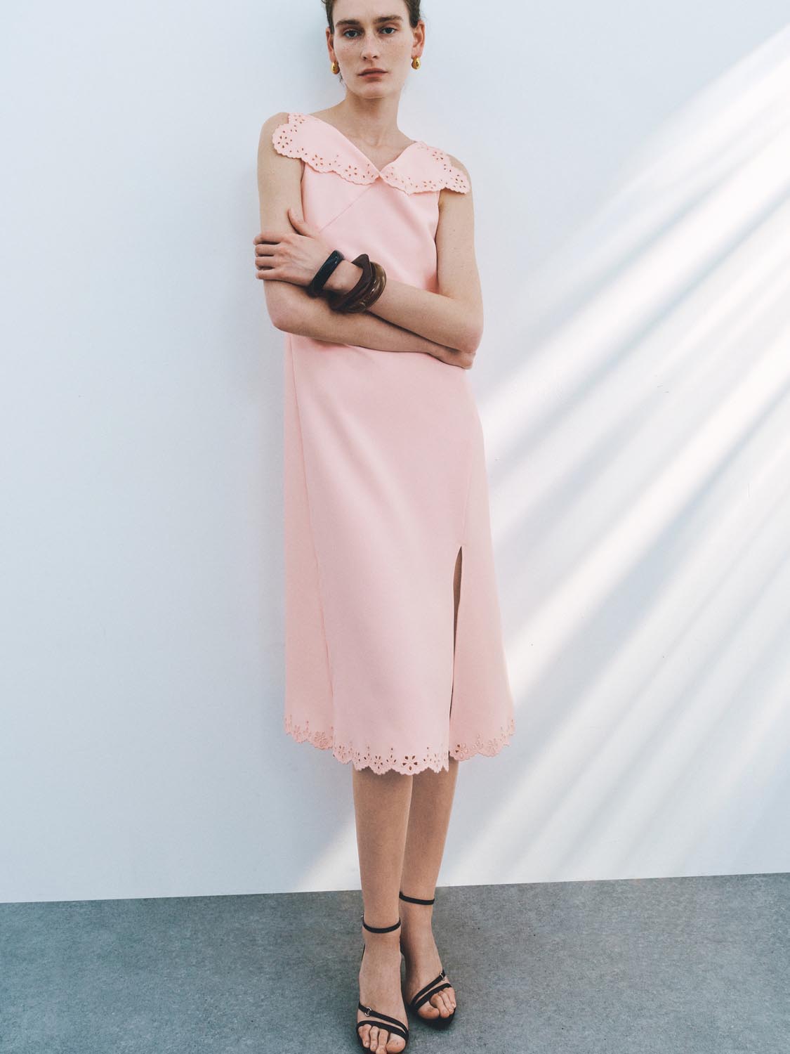 Frill Lapel A-Line Maxi Dresses