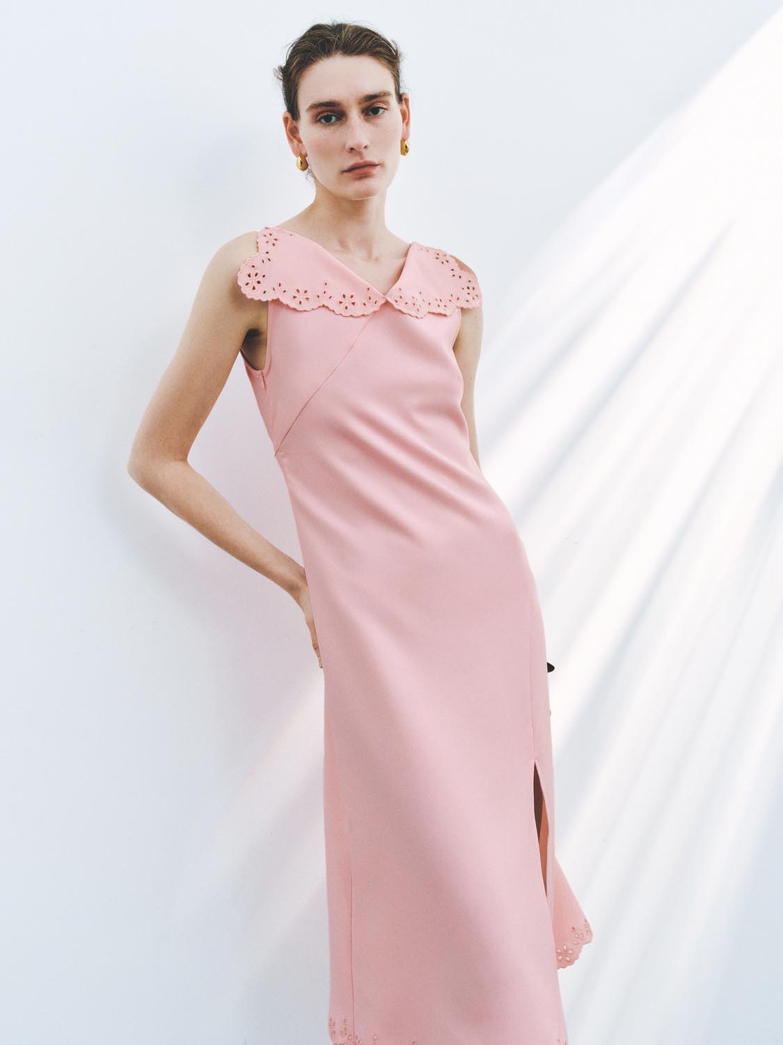 Frill Lapel A-Line Maxi Dresses