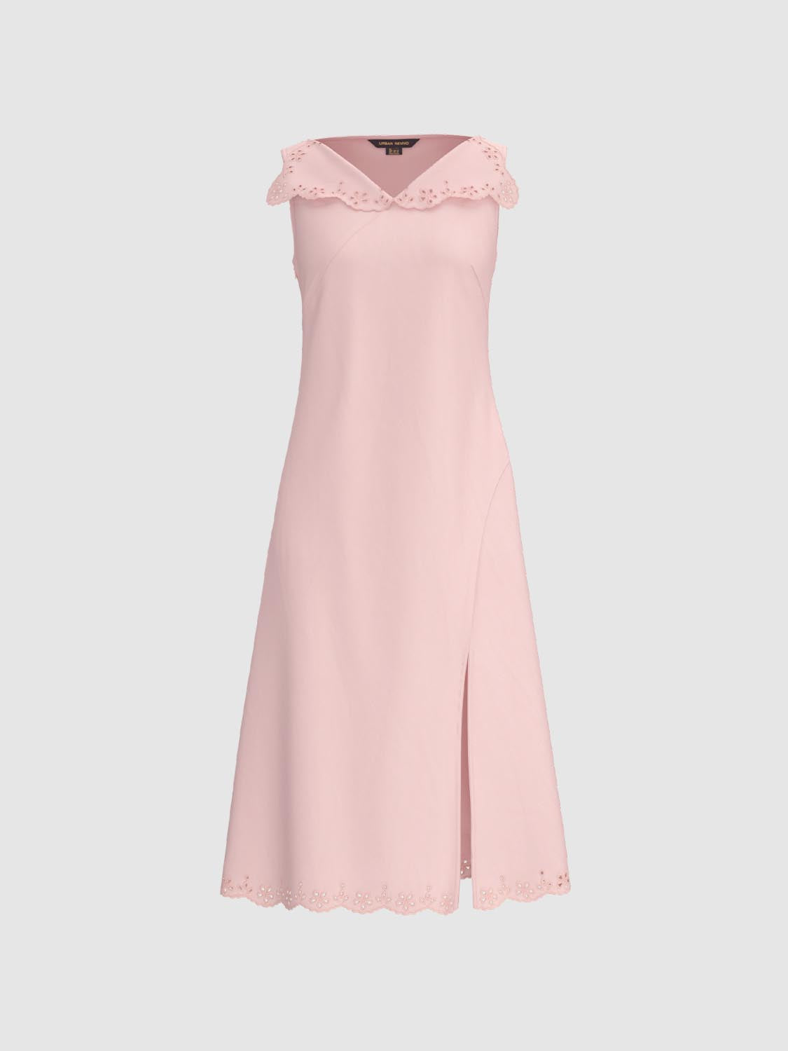 Frill Lapel A-Line Maxi Dresses