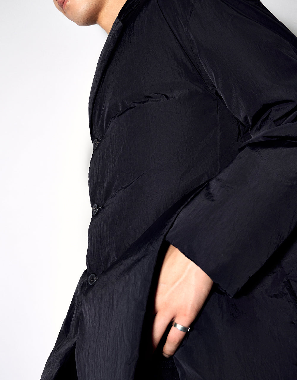 Notch Lapel Padded Coat