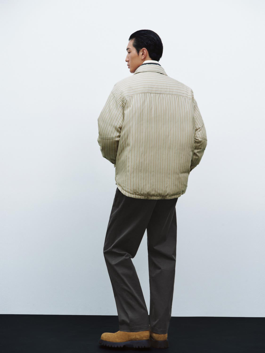 Balloon Sleeve Striped Down Jackets