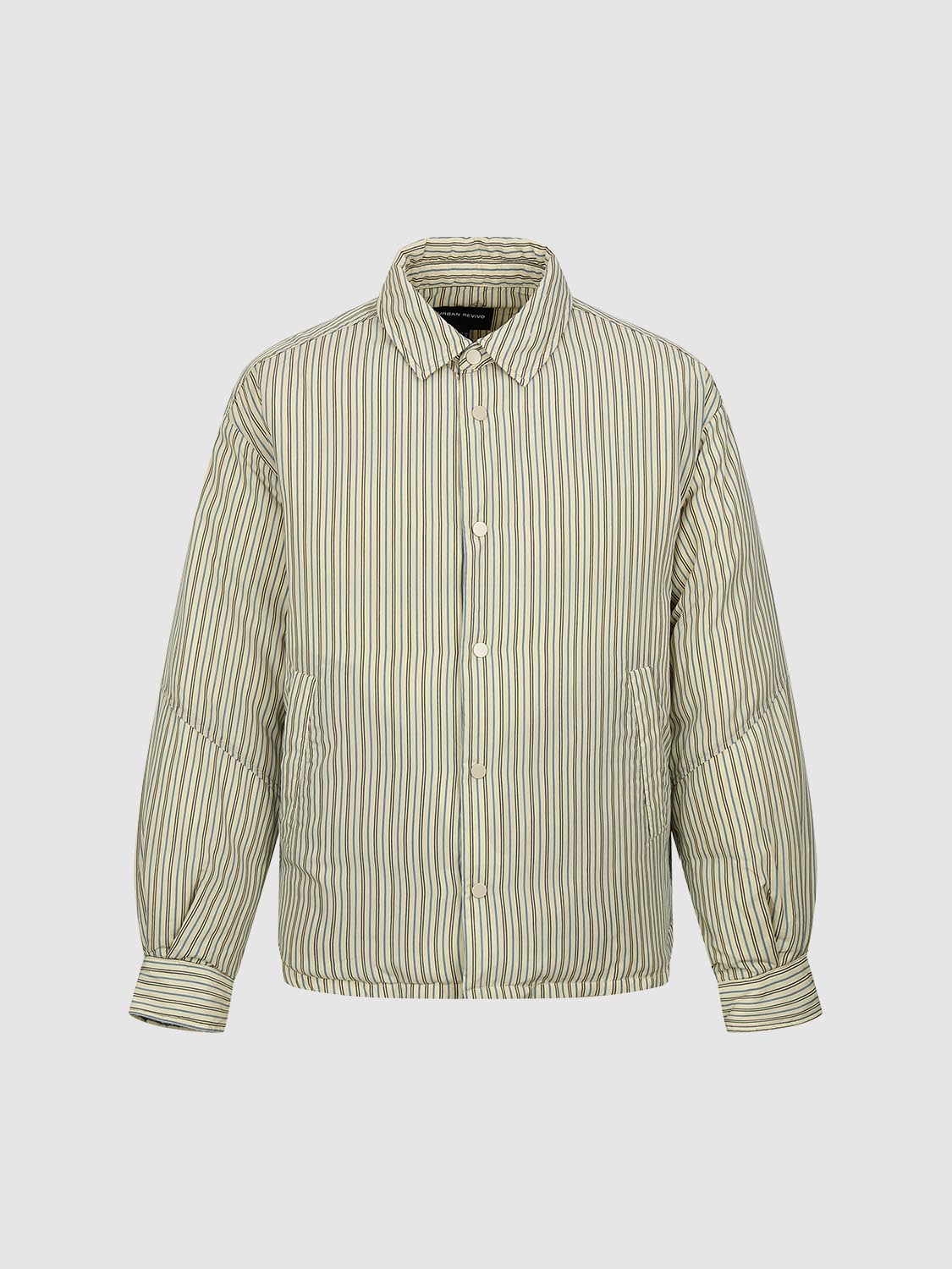 Balloon Sleeve Striped Down Jackets