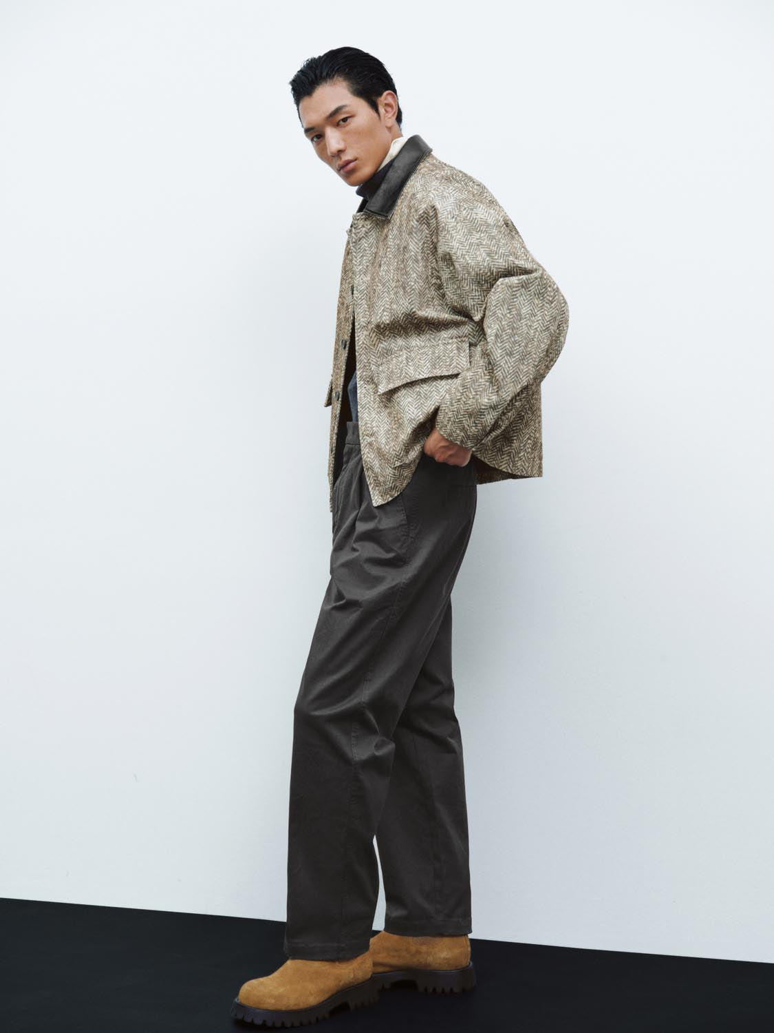 Contrast PU Collar Jackets