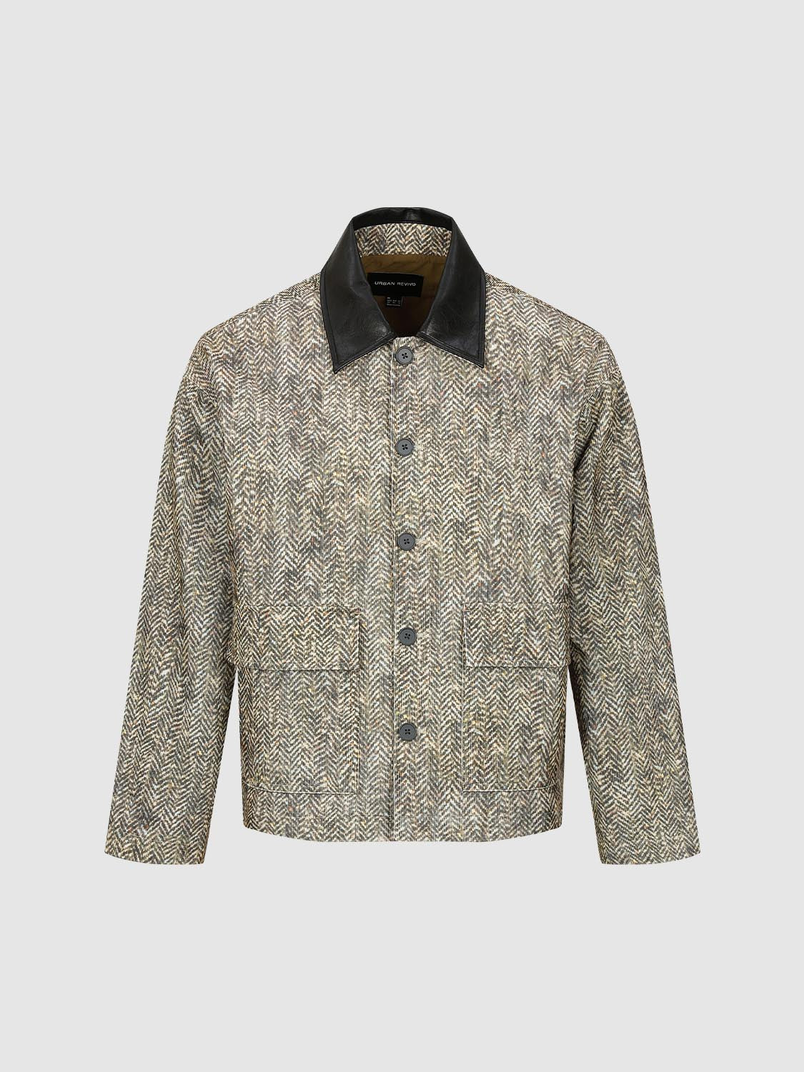 Contrast PU Collar Jackets