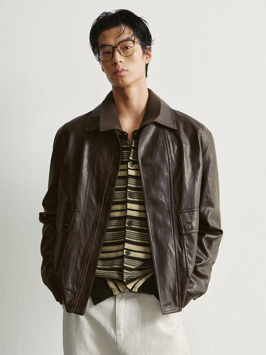 Patch Pocket Regular Shirt Collar Long Sleeve Jacket