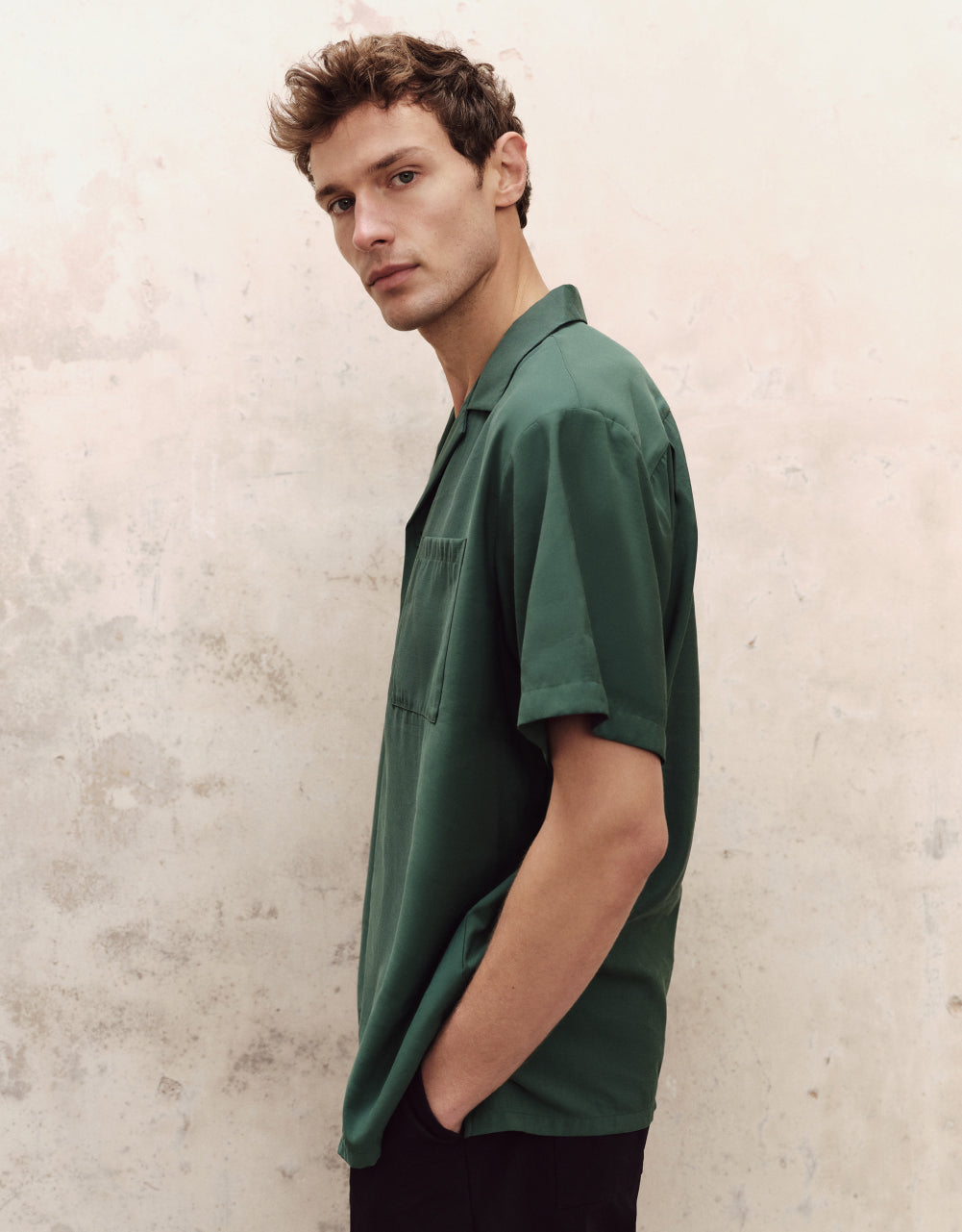 Button Half Placket Loose Overhead Shirt