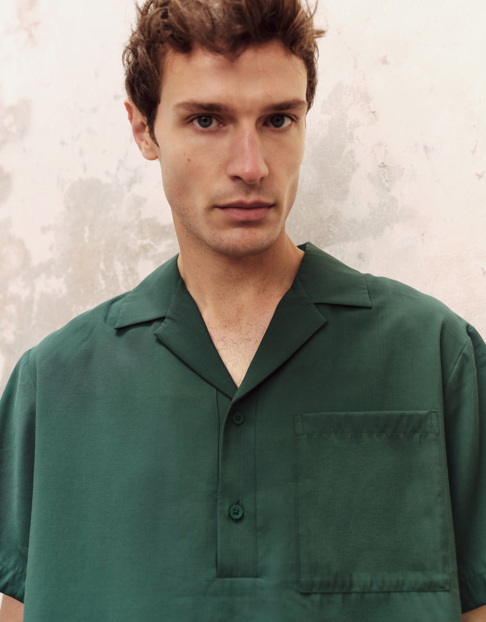 Button Half Placket Loose Overhead Shirt