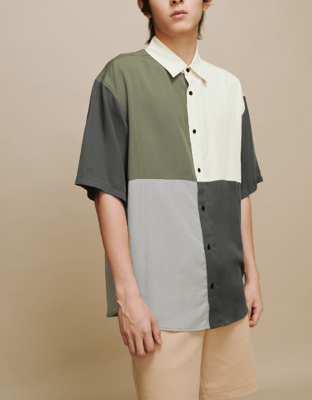 Colorblocks Button Up Loose Shirt