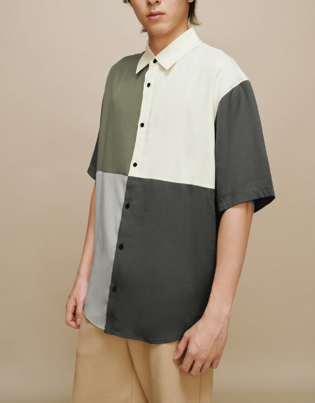 Colorblocks Button Up Loose Shirt