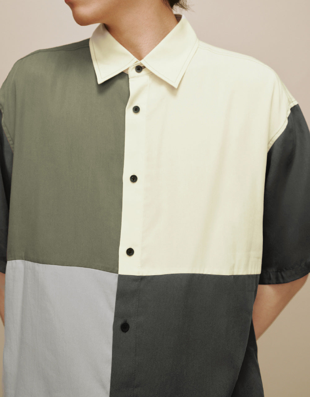 Colorblocks Button Up Loose Shirt
