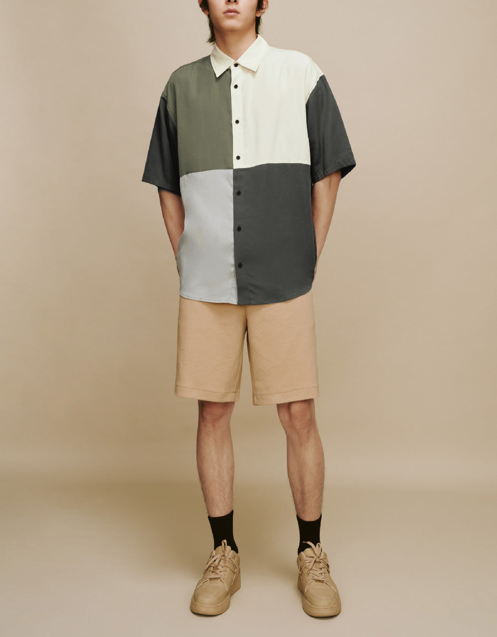 Colorblocks Button Up Loose Shirt