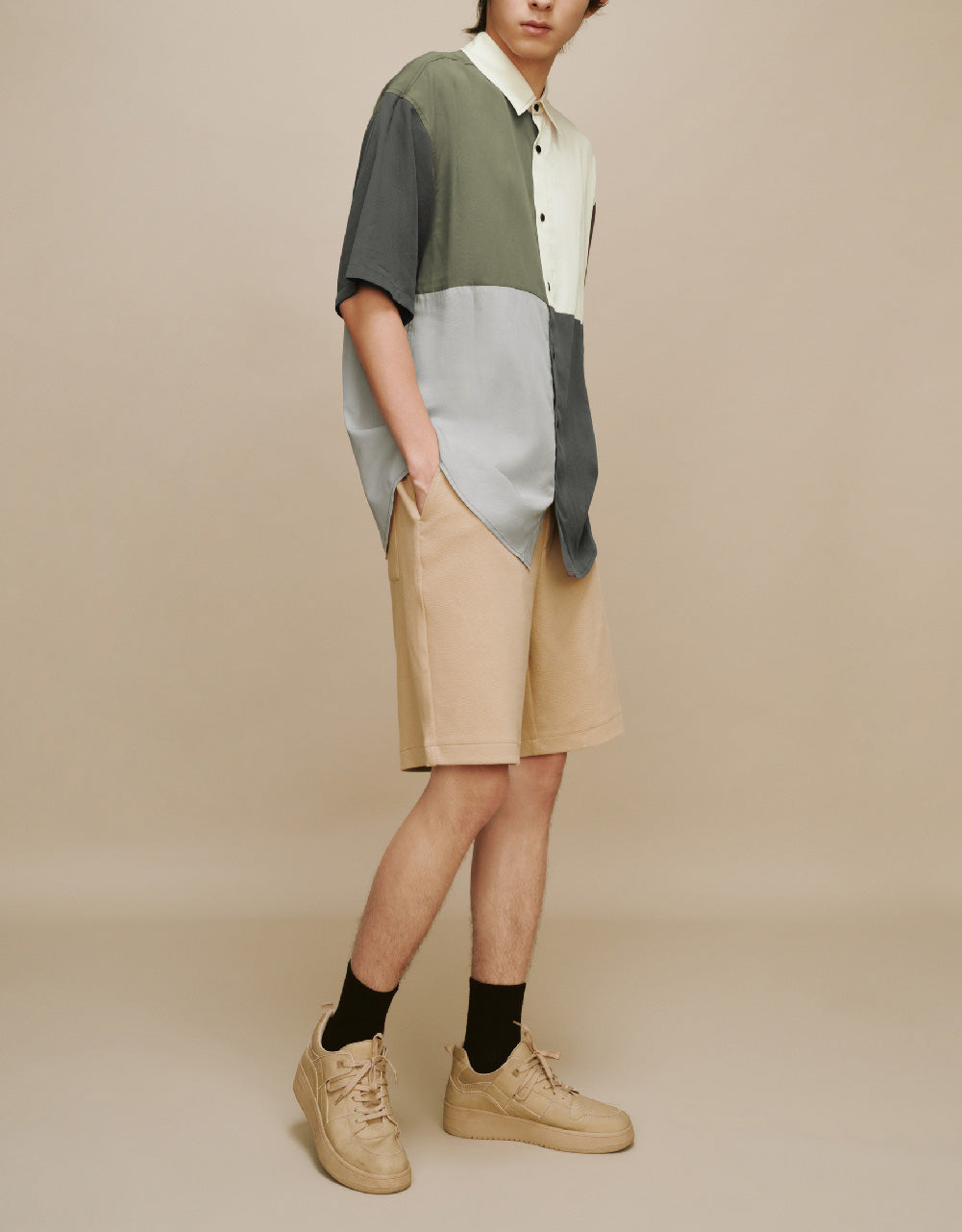 Colorblocks Button Up Loose Shirt