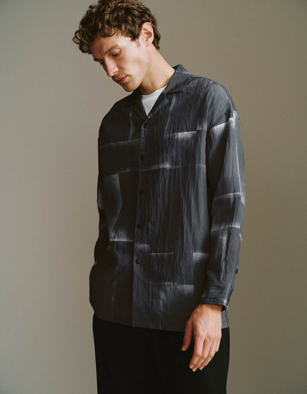 Button Up Straight Loose Shirt
