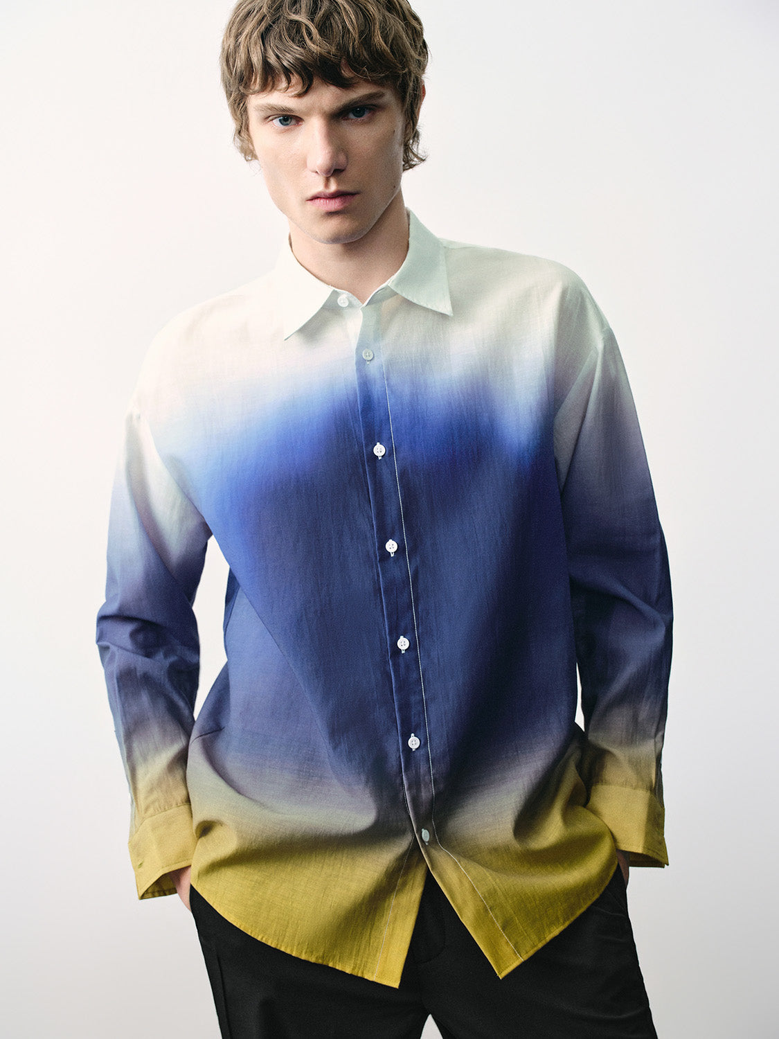 Gradient Button Up Loose Shirt