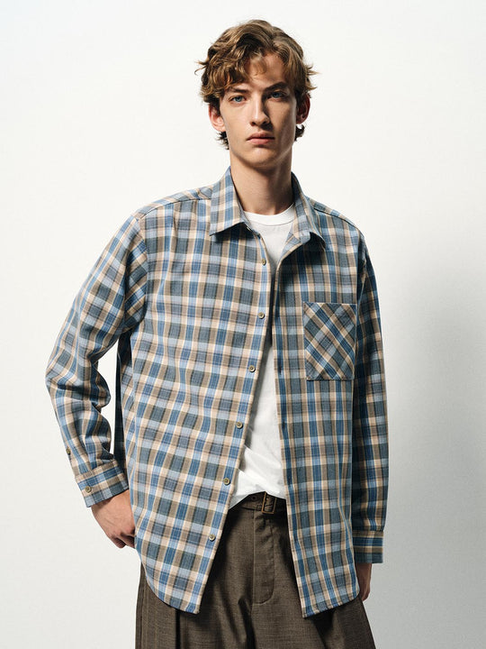 Checked Long Sleeve Shirt With Single Chest Pocket
