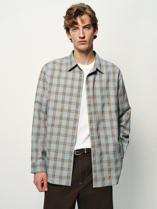 Checked Long Sleeve Shirt Collar Regular Fit Shirt