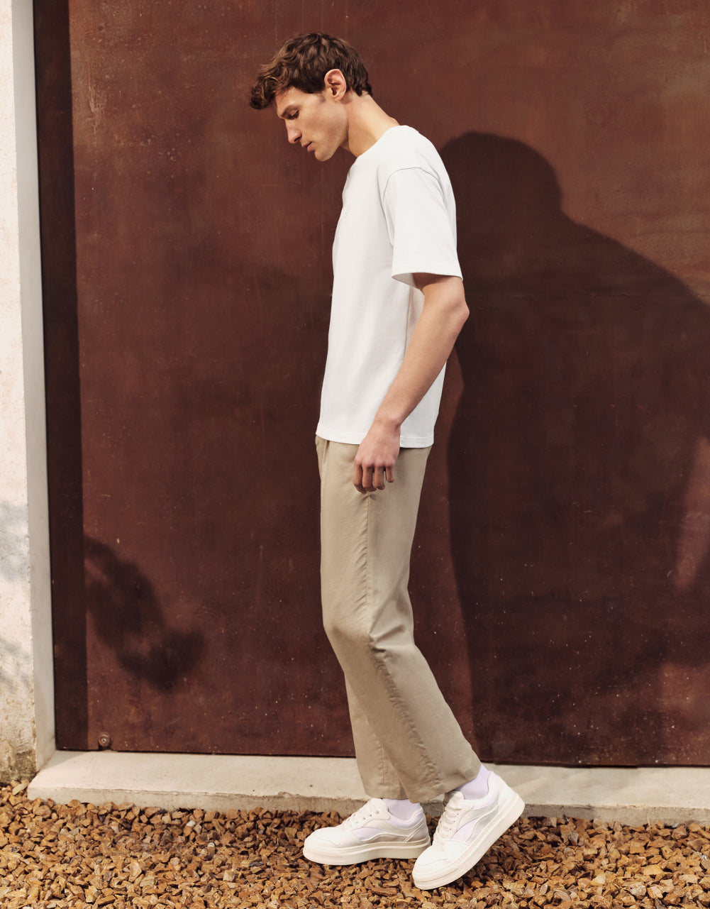Letters Embossed Crew Neck T-Shirt