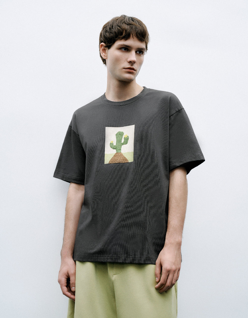 Cactus Printed Crew Neck T-Shirt