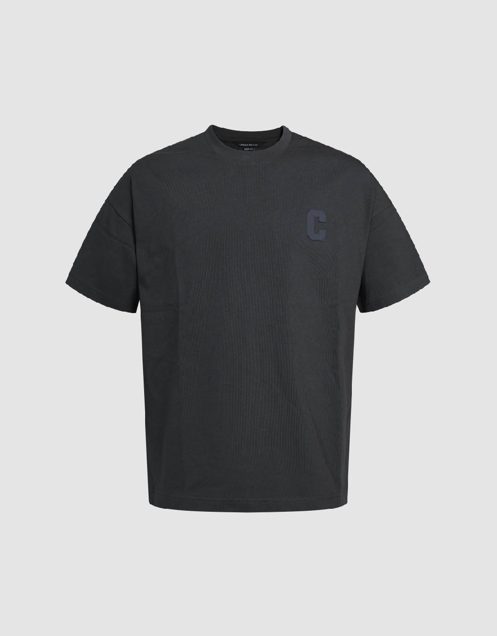 Letter Embossed Crew Neck A-Line T-Shirt