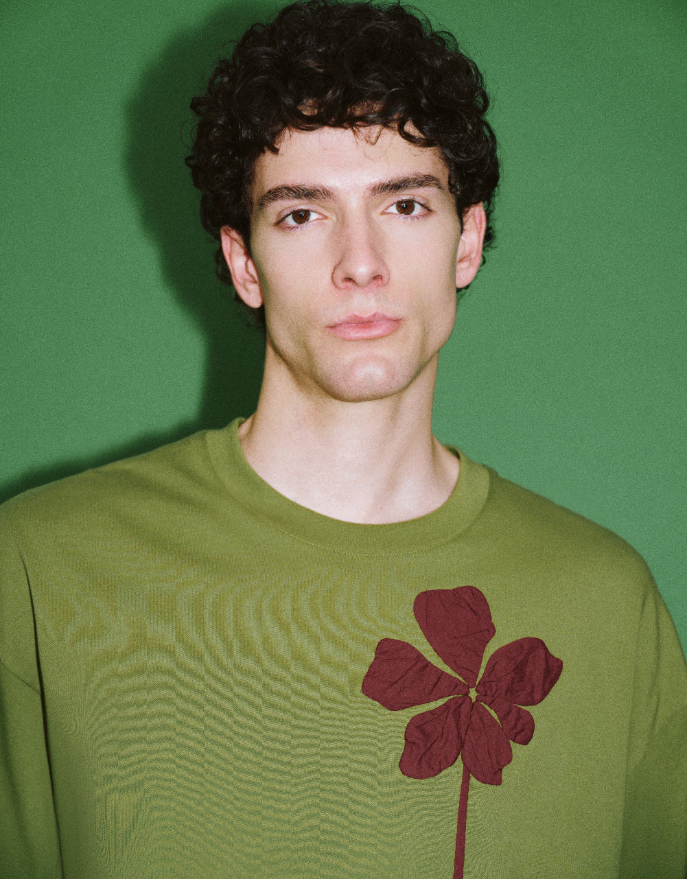 Flower Embossed Crew Neck T-Shirt