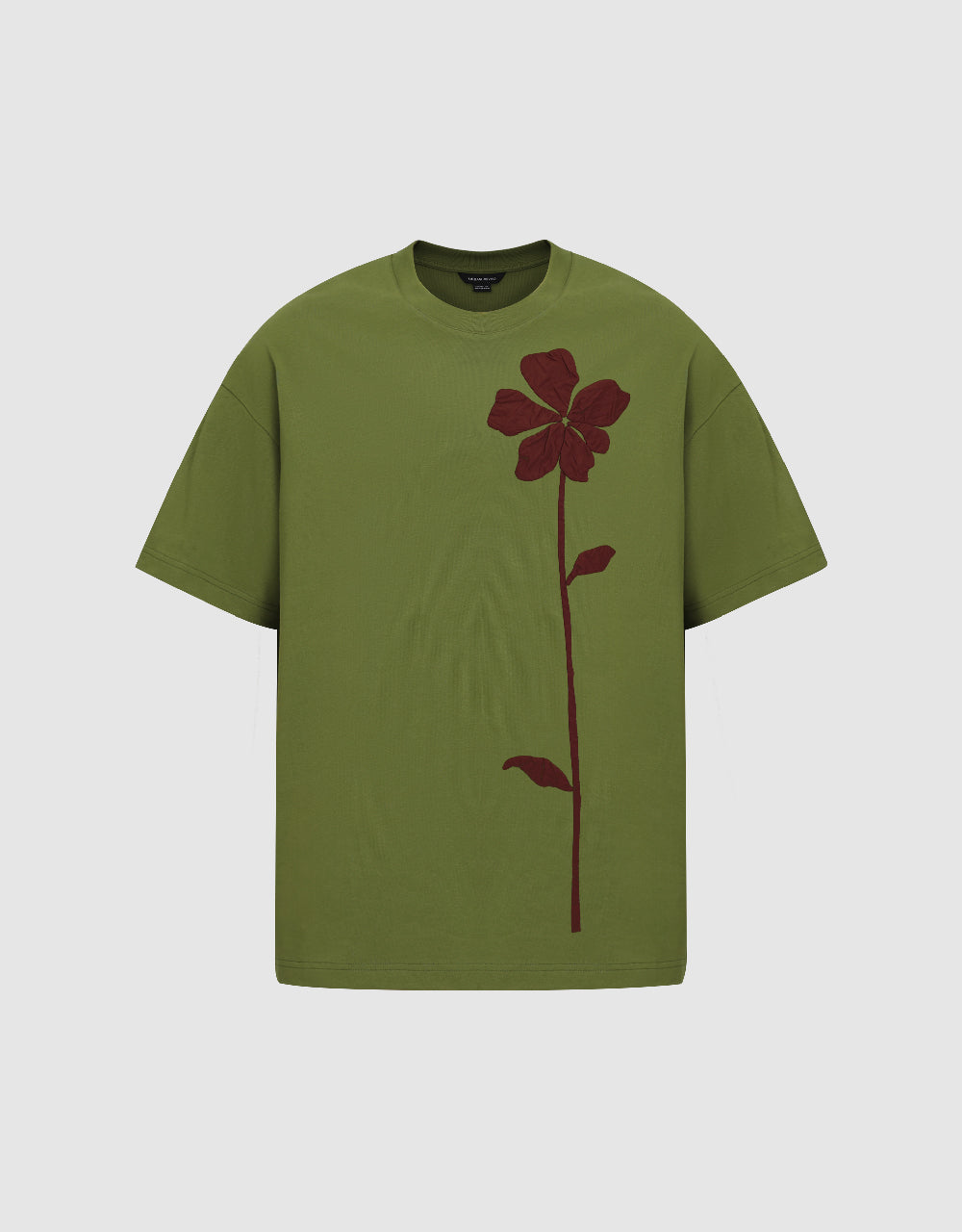 Flower Embossed Crew Neck T-Shirt