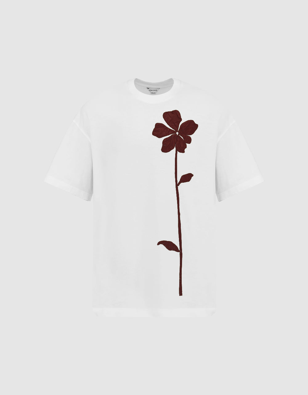 Flower Embossed Crew Neck T-Shirt