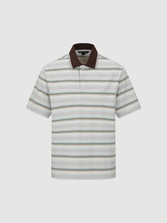 Striped With Contrast Collar Polo Shirts