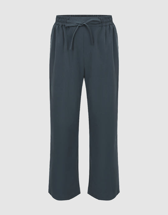 Elastic Waist Straight Pants