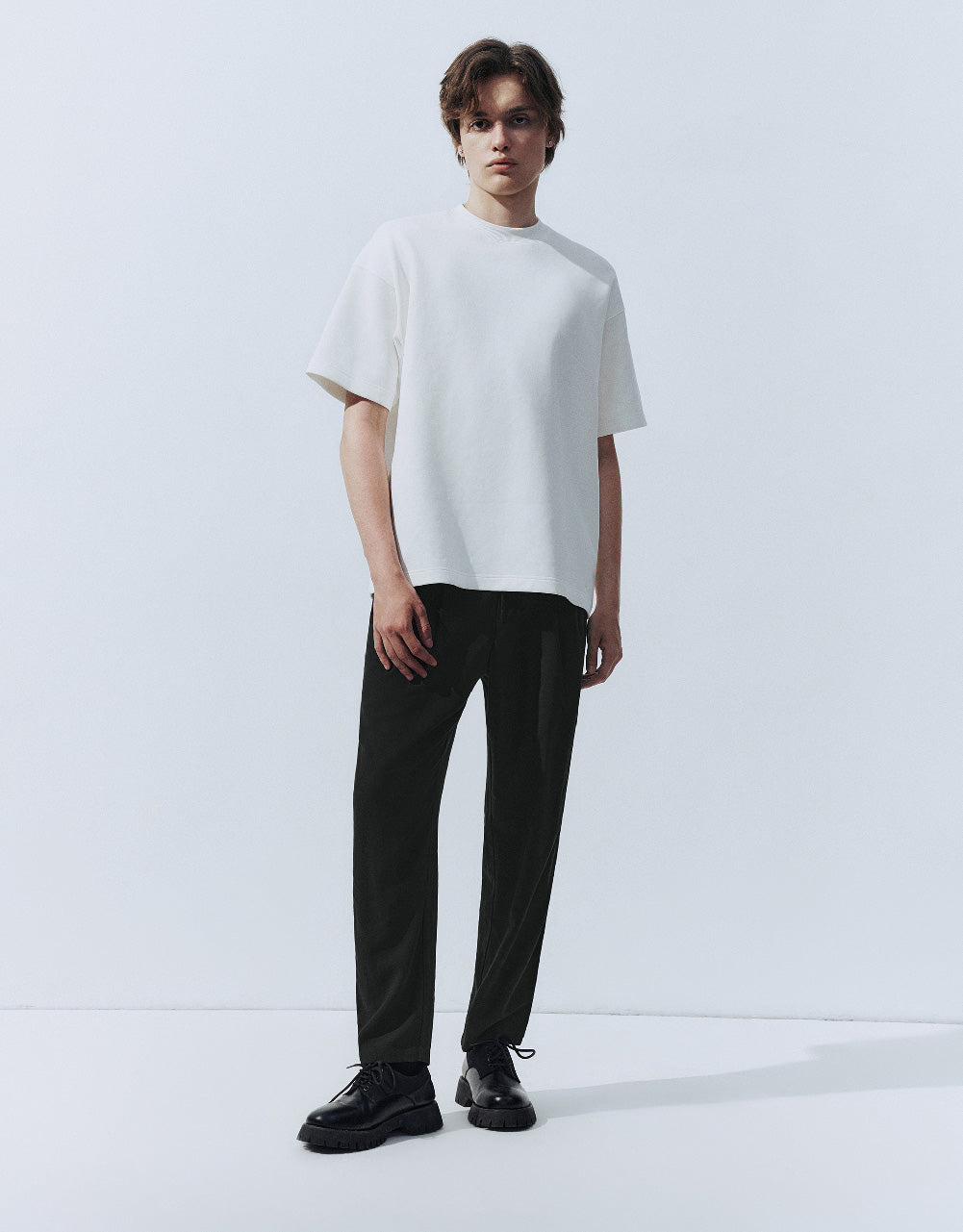 Elastic Waist Straight Pants