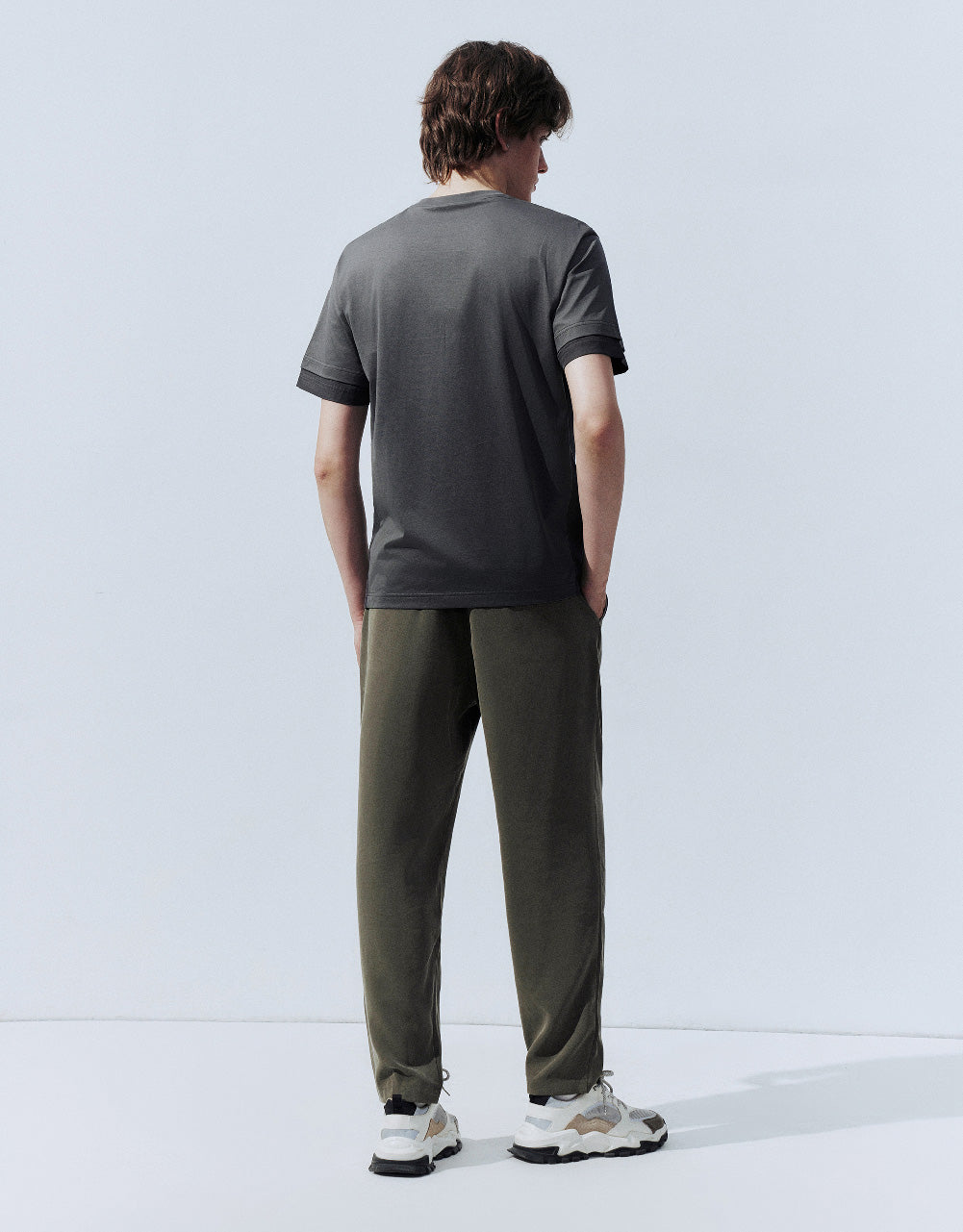 Elastic Waist Straight Pants