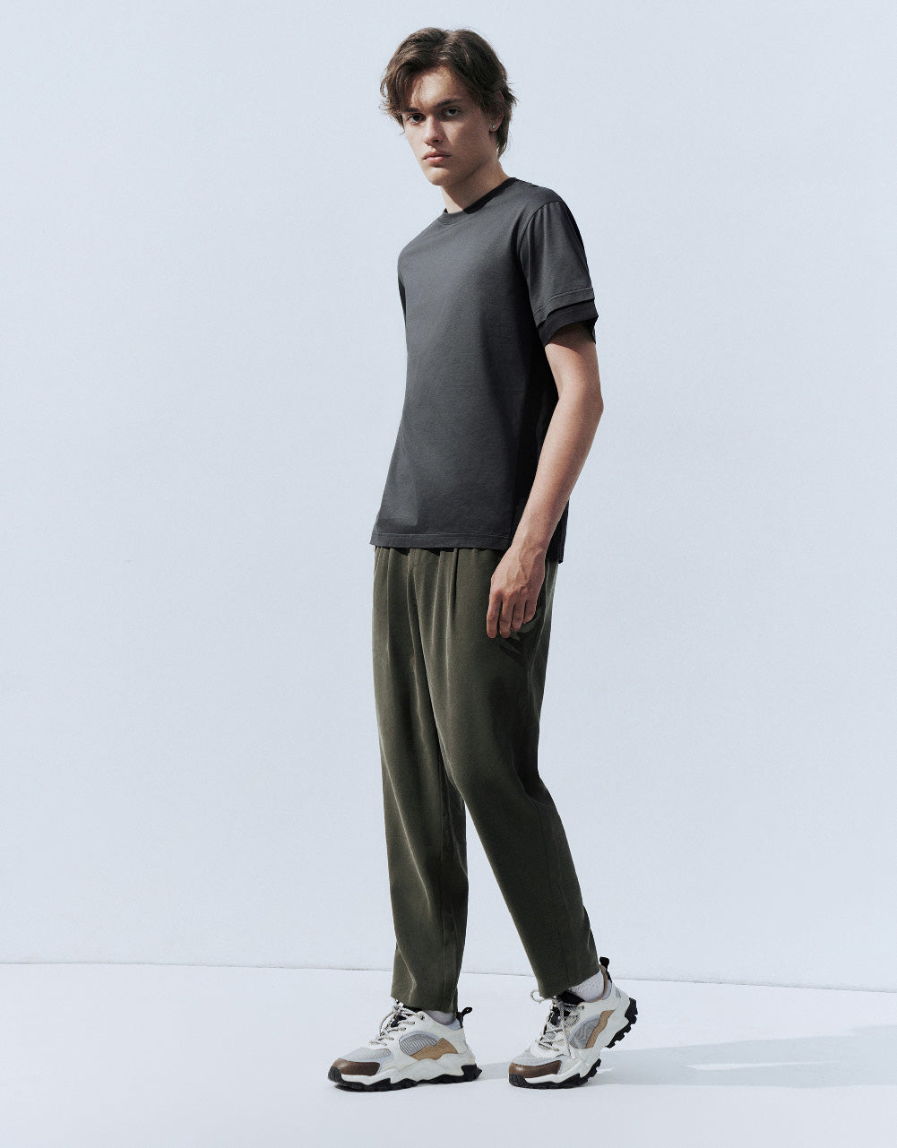 Elastic Waist Straight Pants