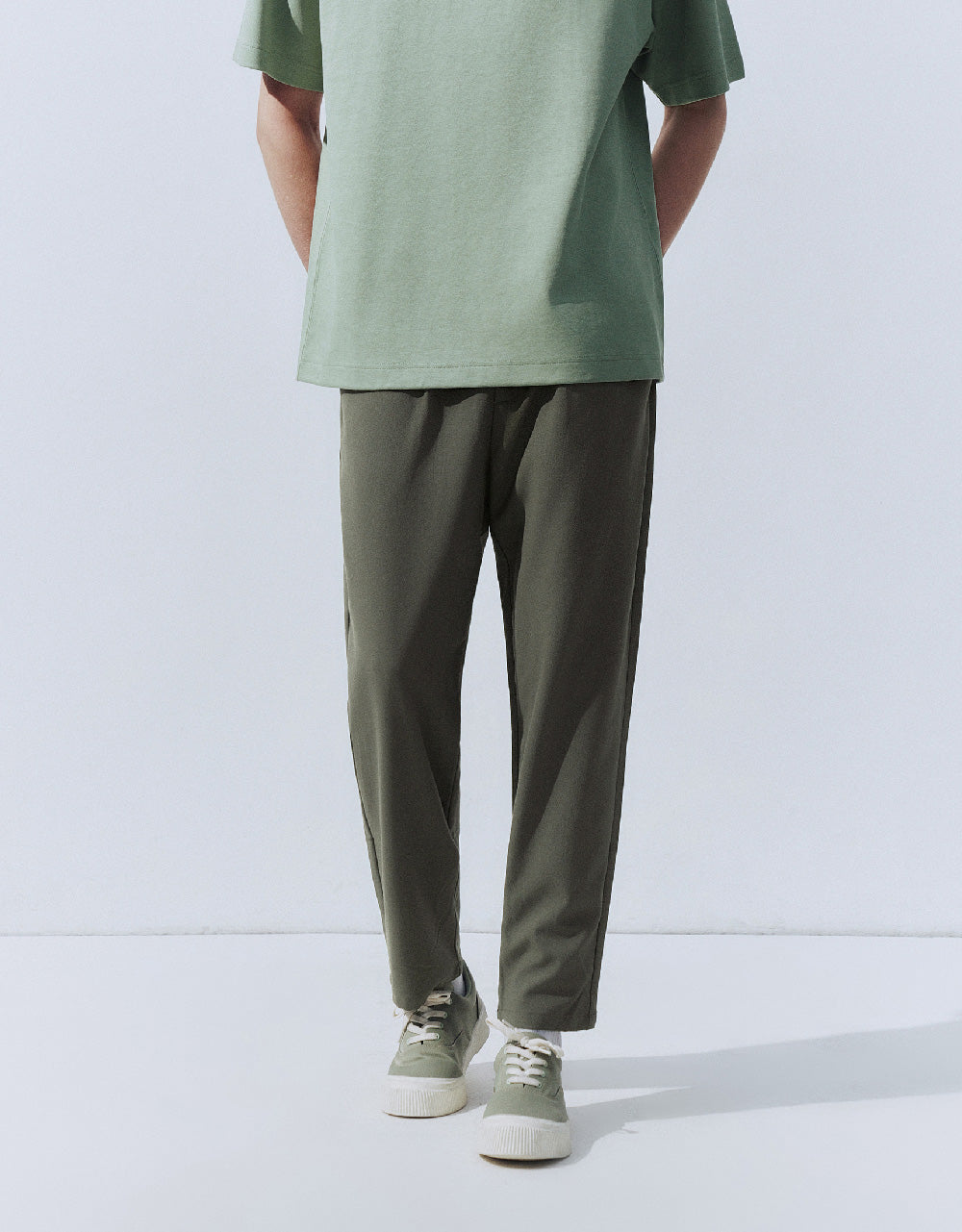 Drawstring Waist Knitted Straight Pants