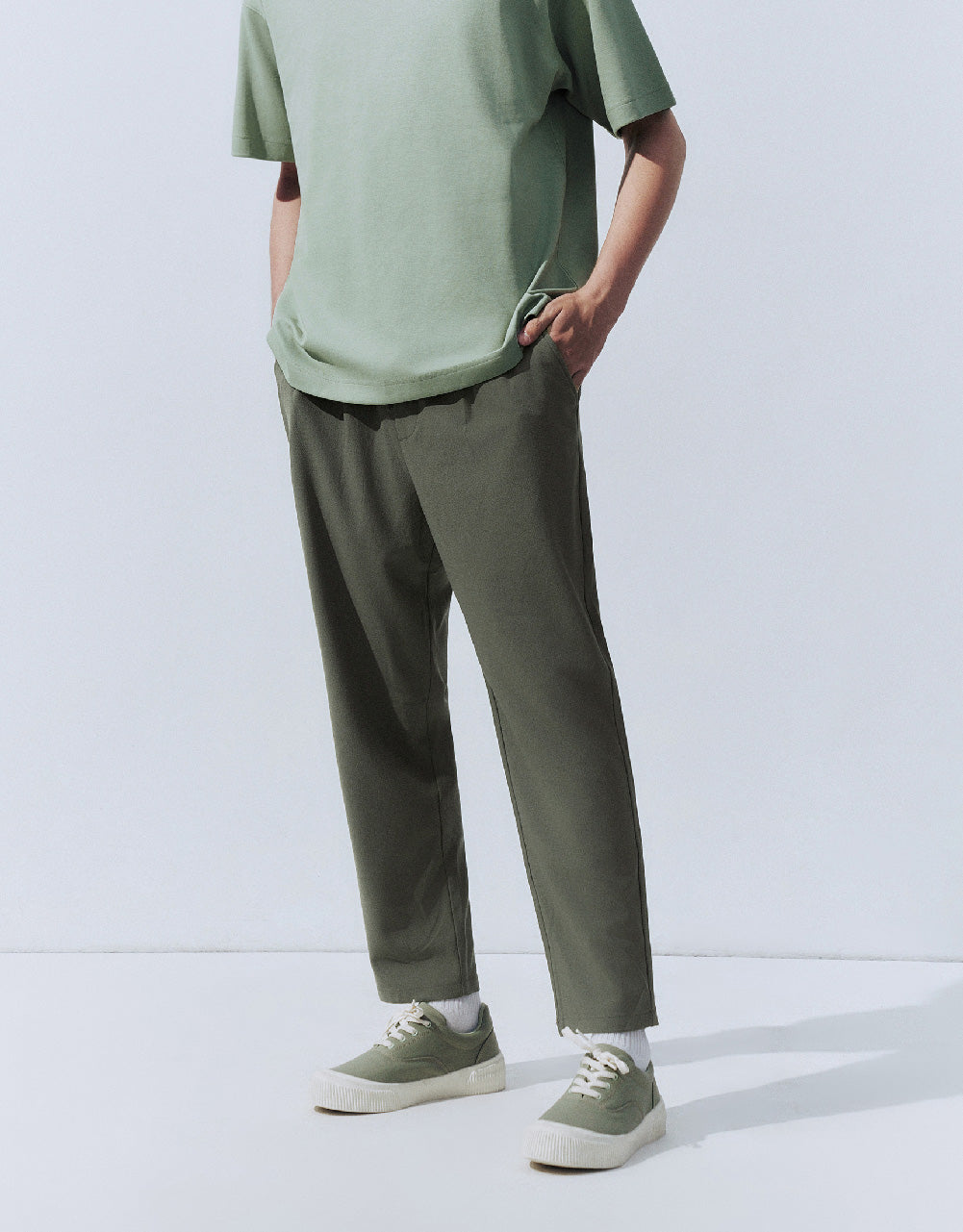 Drawstring Waist Knitted Straight Pants